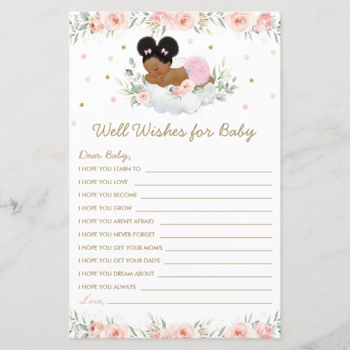African Girl Blush Floral Well Wishes for Baby