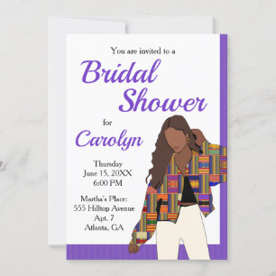 African Girl Bridal Shower Kente K45 Multicolor Invitation