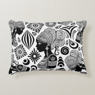 African Girl Portrait Tribal Tattoo Accent Pillow