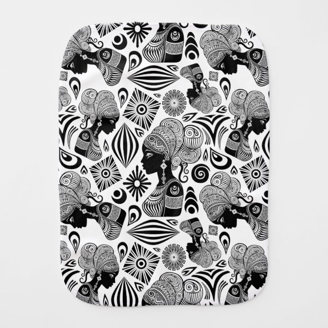 African Girl Portrait Tribal Tattoo Baby Burp Cloth (Front)