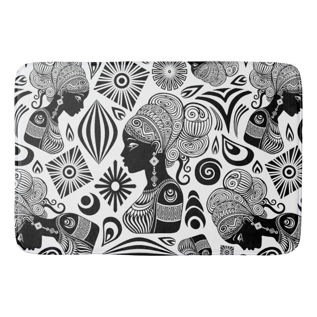 African Girl Portrait Tribal Tattoo Bath Mat (Front)