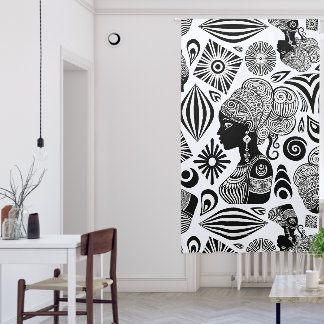 African Girl Portrait Tribal Tattoo Blackout Curtains