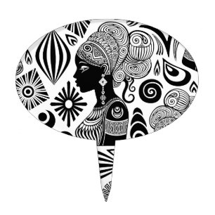 African Girl Portrait Tribal Tattoo Cake Topper