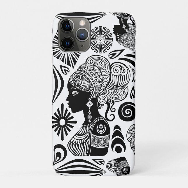 African Girl Portrait Tribal Tattoo Case-Mate iPhone Case (Back)