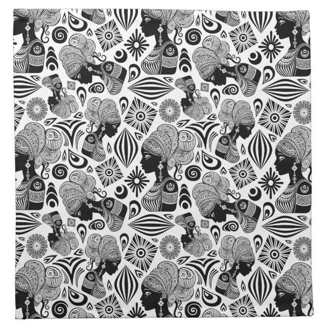 African Girl Portrait Tribal Tattoo Cloth Napkin (Front)