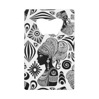 African Girl Portrait Tribal Tattoo Credit Card Bottle Opener