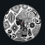African Girl Portrait Tribal Tattoo Dart Board<br><div class="desc">Beautiful African Girl Portrait with Ethnic Wax Tissue Hair Style,  created on Black and White Tribal Tattoo Style. Original Vector Illustration Copyright BluedarkArt TheChameleonArt.</div>