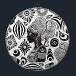 African Girl Portrait Tribal Tattoo Dart Board<br><div class="desc">Beautiful African Girl Portrait with Ethnic Wax Tissue Hair Style,  created on Black and White Tribal Tattoo Style. Original Vector Illustration Copyright BluedarkArt TheChameleonArt.</div>