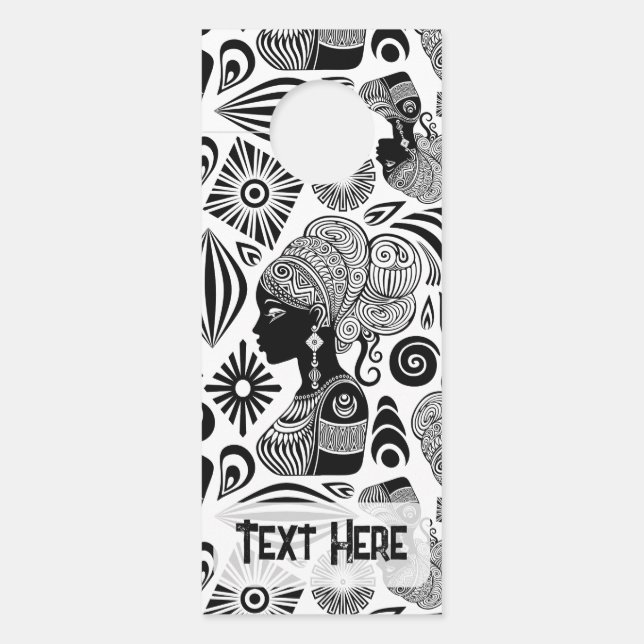 African Girl Portrait Tribal Tattoo Door Hanger (Front)