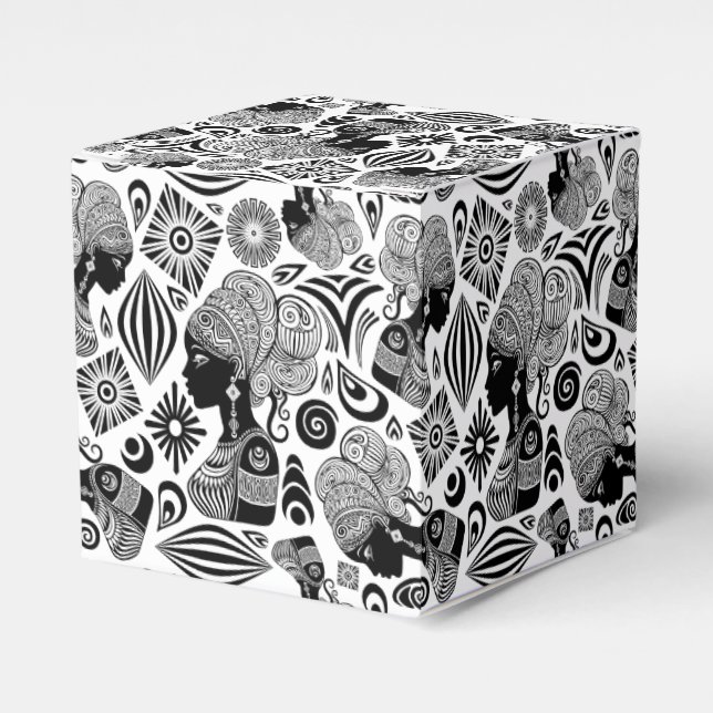 African Girl Portrait Tribal Tattoo Favor Boxes (Front Side)