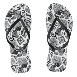 African Girl Portrait Tribal Tattoo Flip Flops