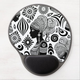 African Girl Portrait Tribal Tattoo Gel Mouse Pad