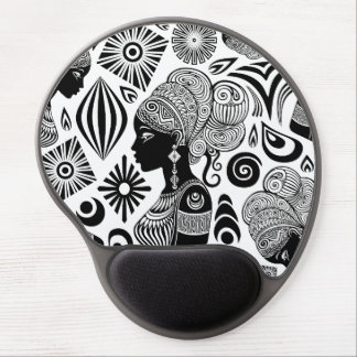 African Girl Portrait Tribal Tattoo Gel Mouse Pad