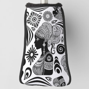 African Girl Portrait Tribal Tattoo Golf Head Cover