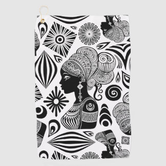 African Girl Portrait Tribal Tattoo Golf Towel