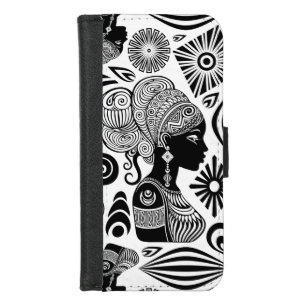 African Girl Portrait Tribal Tattoo iPhone 8/7 Wallet Case