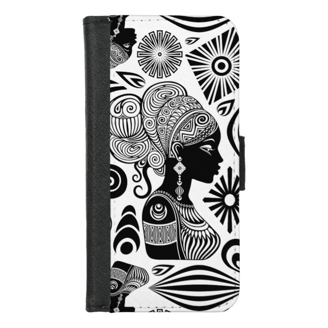 African Girl Portrait Tribal Tattoo iPhone Wallet Case (Front)