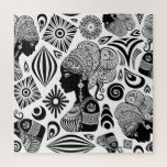 African Girl Portrait Tribal Tattoo Jigsaw Puzzle<br><div class="desc">Beautiful African Girl Portrait with Ethnic Wax Tissue Hair Style,  created on Black and White Tribal Tattoo Style. Original Vector Illustration Copyright BluedarkArt TheChameleonArt.</div>