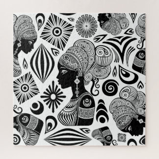 African Girl Portrait Tribal Tattoo Jigsaw Puzzle
