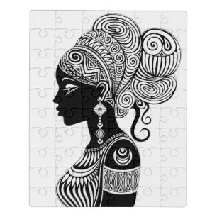 African Girl Portrait Tribal Tattoo Jigsaw Puzzle