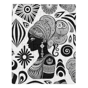 African Girl Portrait Tribal Tattoo Jigsaw Puzzle