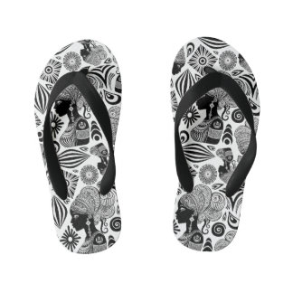 African Girl Portrait Tribal Tattoo Kid's Flip Flops