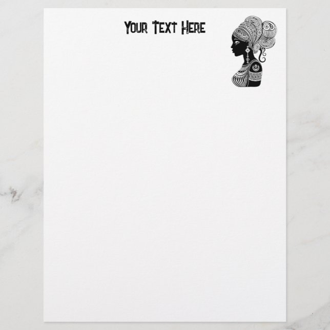 African Girl Portrait Tribal Tattoo Letterhead (Front)