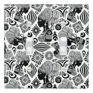 African Girl Portrait Tribal Tattoo Light Switch Cover