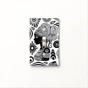 African Girl Portrait Tribal Tattoo Light Switch Cover