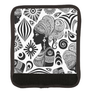 African Girl Portrait Tribal Tattoo Luggage Handle Wrap