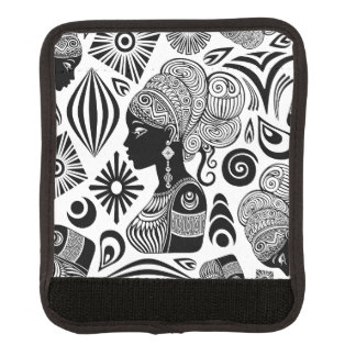 African Girl Portrait Tribal Tattoo Luggage Handle Wrap
