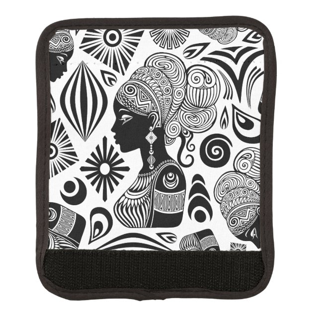 African Girl Portrait Tribal Tattoo Luggage Handle Wrap (Front)
