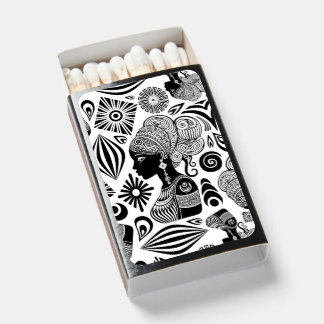 African Girl Portrait Tribal Tattoo Matchboxes