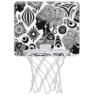 African Girl Portrait Tribal Tattoo Mini Basketball Hoop