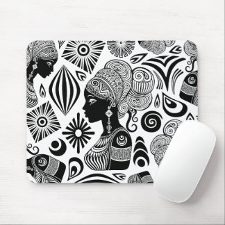 African Girl Portrait Tribal Tattoo Mouse Pad