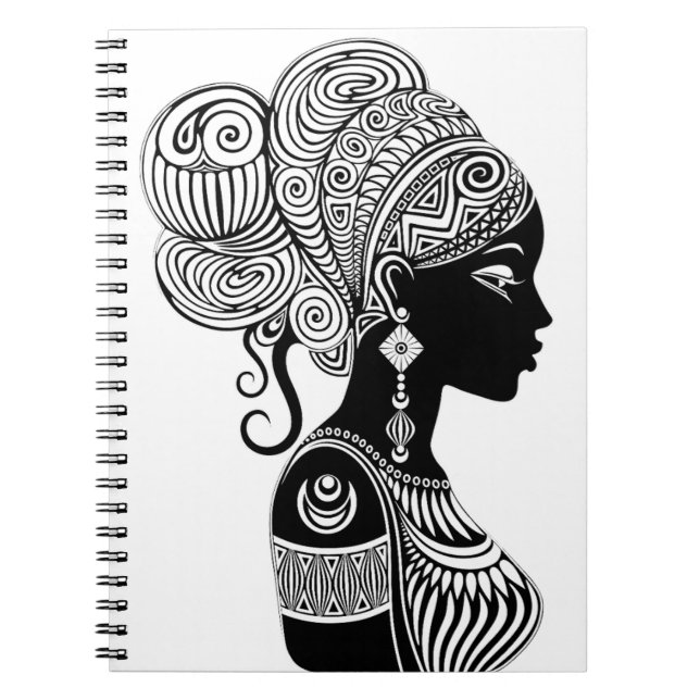 African Girl Portrait Tribal Tattoo Notebook (Front)
