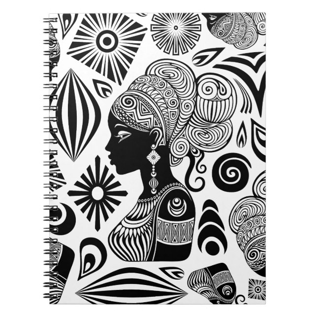African Girl Portrait Tribal Tattoo Notebook (Front)