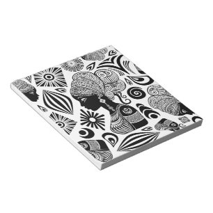African Girl Portrait Tribal Tattoo Notepad