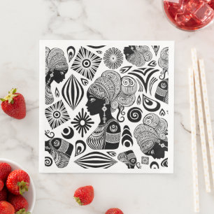 African Girl Portrait Tribal Tattoo Paper Dinner Napkins