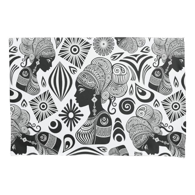 African Girl Portrait Tribal Tattoo Pillow Case (Front)