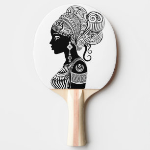 African Girl Portrait Tribal Tattoo Ping Pong Paddle
