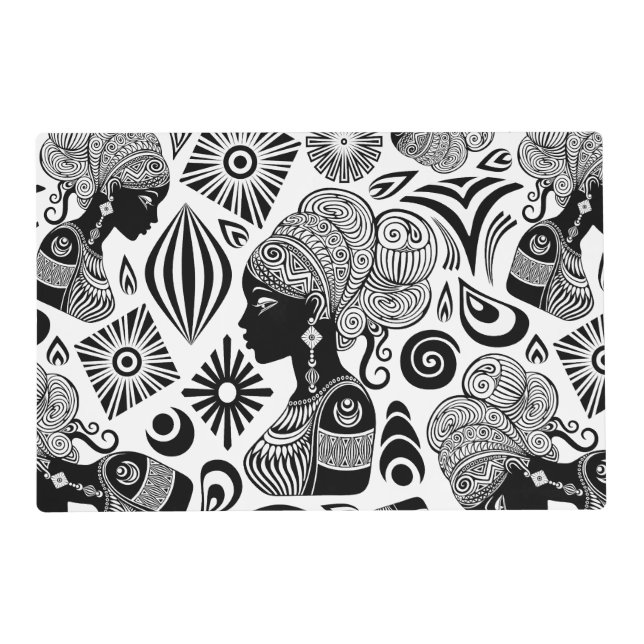 African Girl Portrait Tribal Tattoo Placemat (Front)
