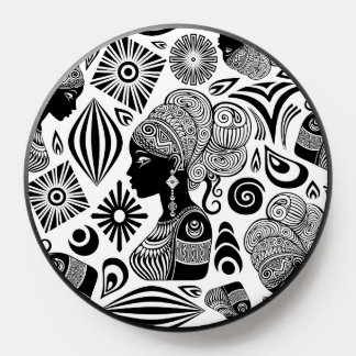 African Girl Portrait Tribal Tattoo PopSocket