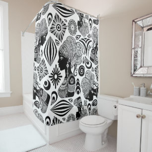 African Girl Portrait Tribal Tattoo Shower Curtain