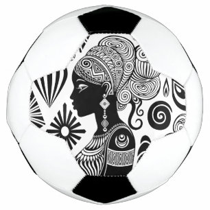 African Girl Portrait Tribal Tattoo Soccer Ball