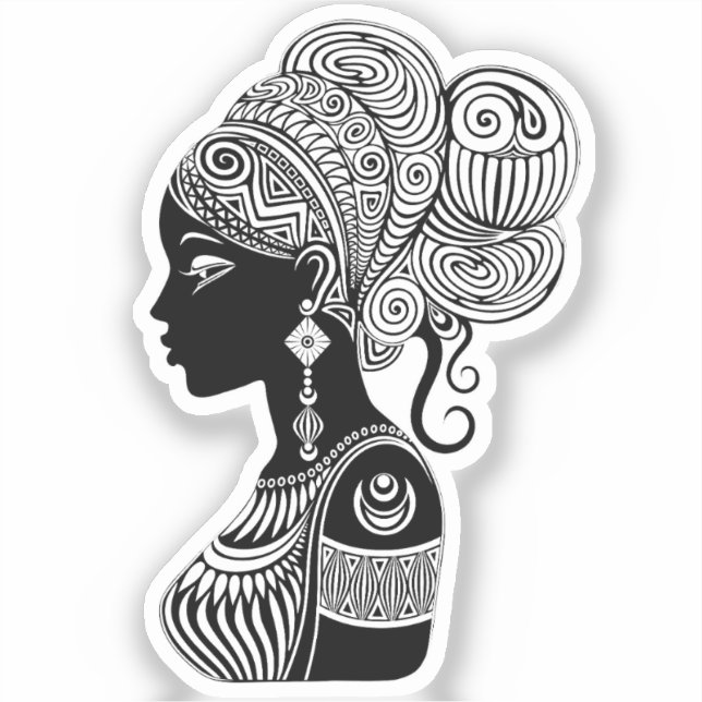 African Girl Portrait Tribal Tattoo Sticker (Front)
