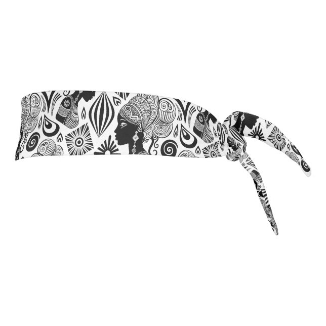 African Girl Portrait Tribal Tattoo Tie Headband (Rotate 90)