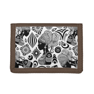 African Girl Portrait Tribal Tattoo Tri-fold Wallet