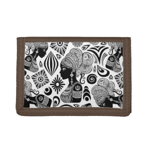 African Girl Portrait Tribal Tattoo Trifold Wallet