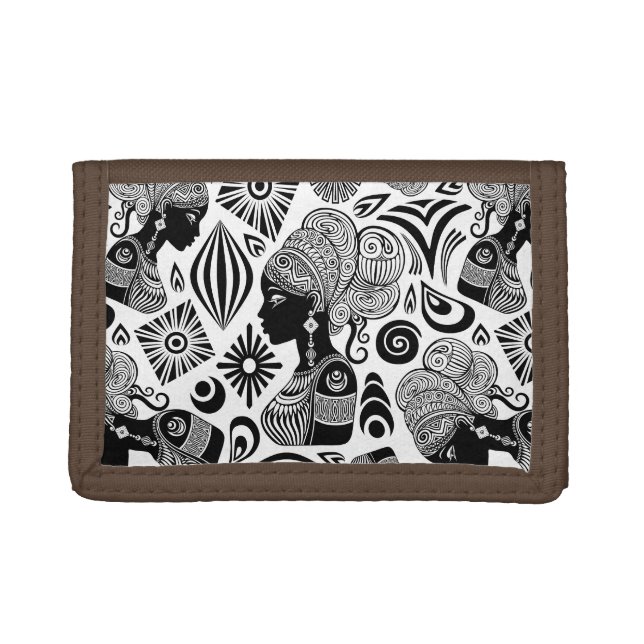 African Girl Portrait Tribal Tattoo Trifold Wallet (Front)